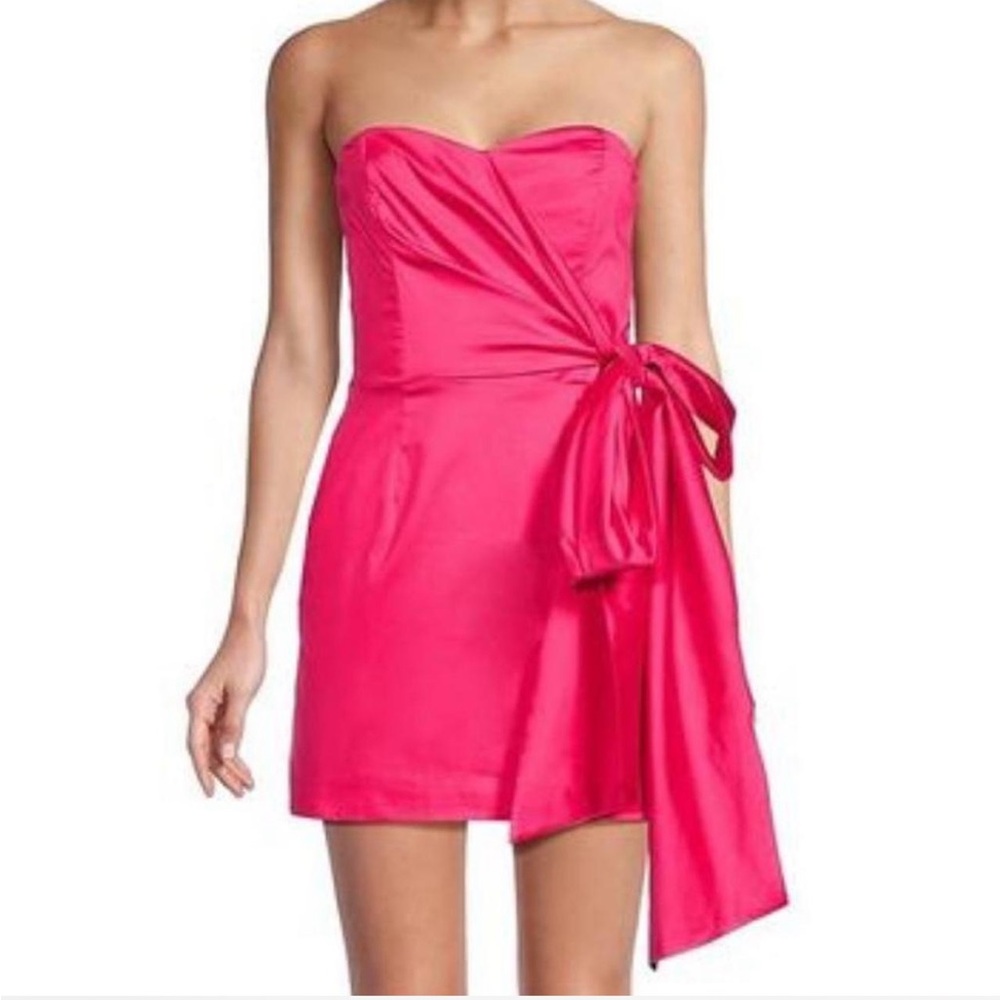 pink strapless french connections mini dress